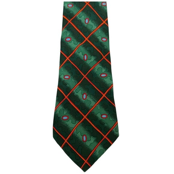 CHRISTIAN LACROIX Paris Designer Necktie Mens Silk Tie Green Red Modern Print - Picture 4 of 9